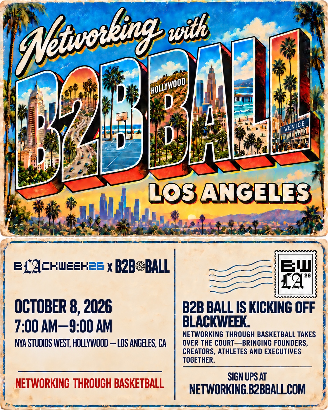 BLACKWEEK x B2B BALL Los Angeles event postcard