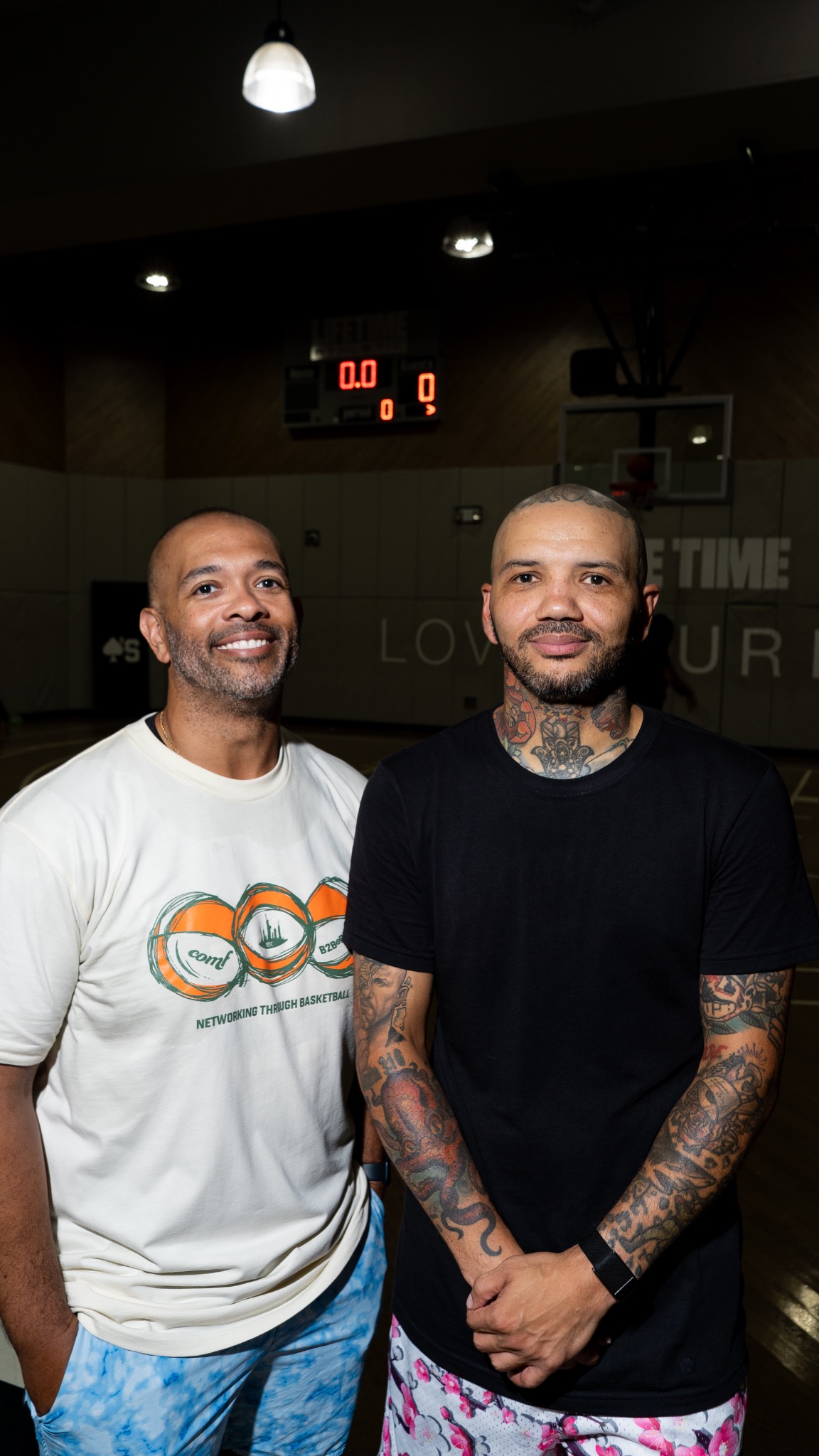 Two B2B BALL community members at a basketball run